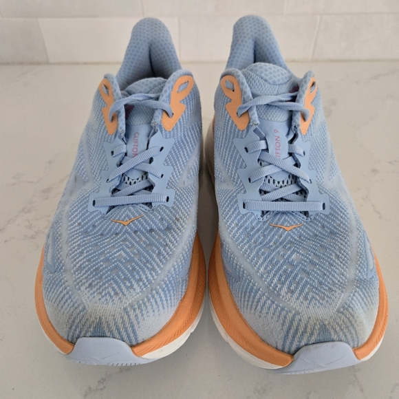 Hoka Clifton 9 Cushioned Athletic Walking Running Shoe Light Airy Blue Ice Water - Picture 5 of 10